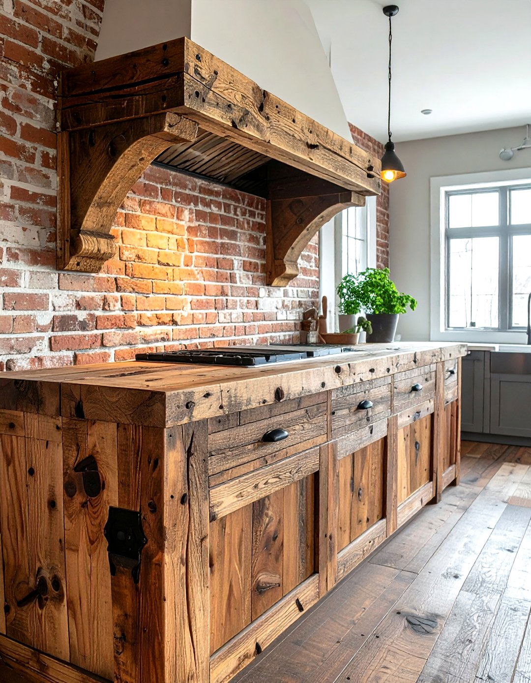 Reclaimed Wood Kitchen Corbel - 30 kitchen corbel ideas