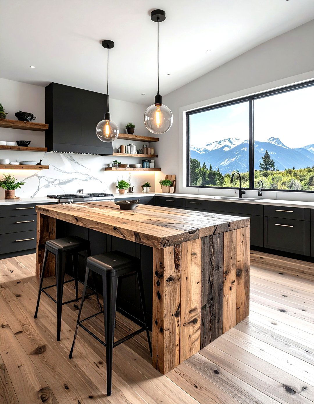 Reclaimed Wood Kitchen Island - 30 kitchen island with seating ideas