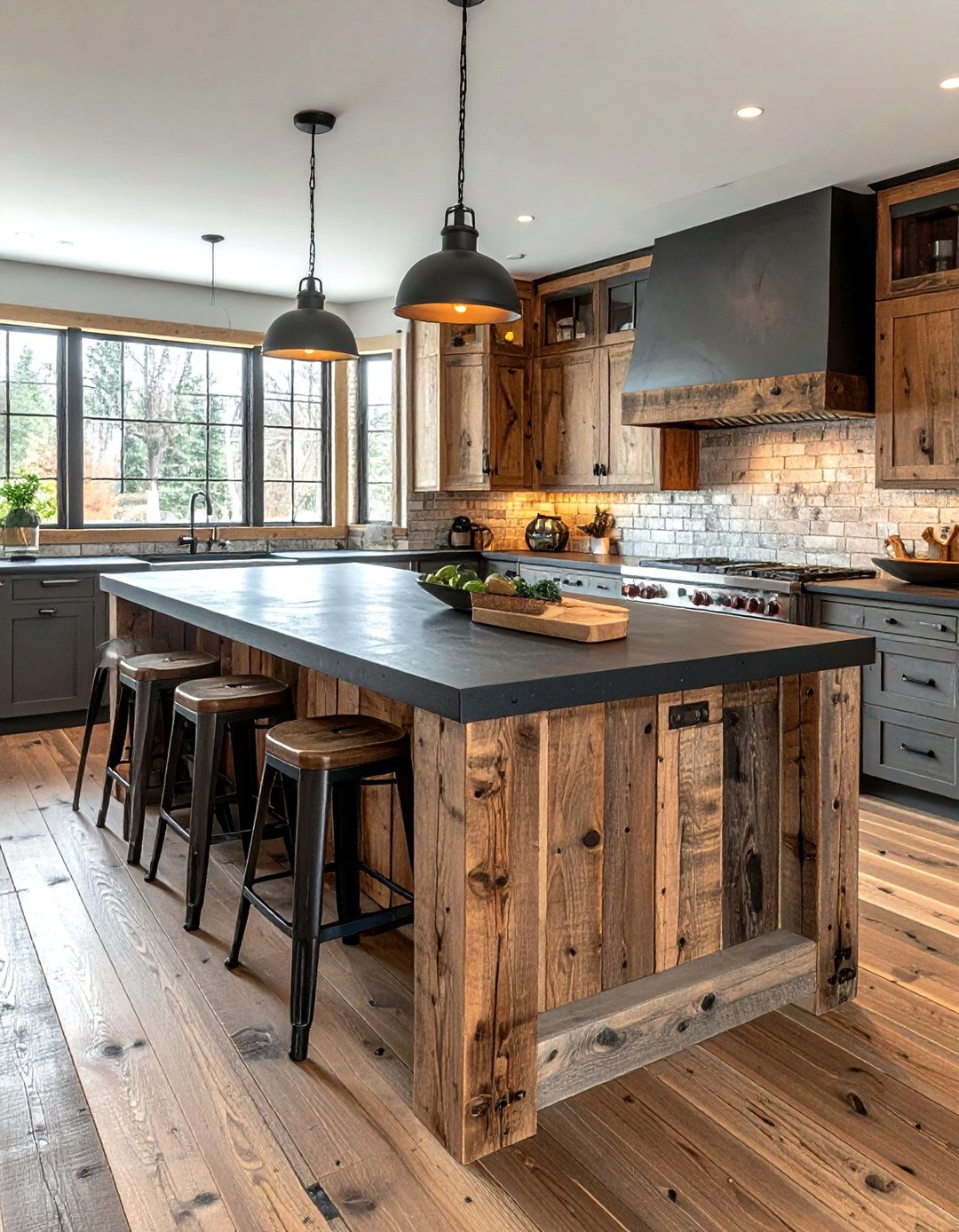 Reclaimed Wood Kitchen Island - 30 cabin kitchen ideas
