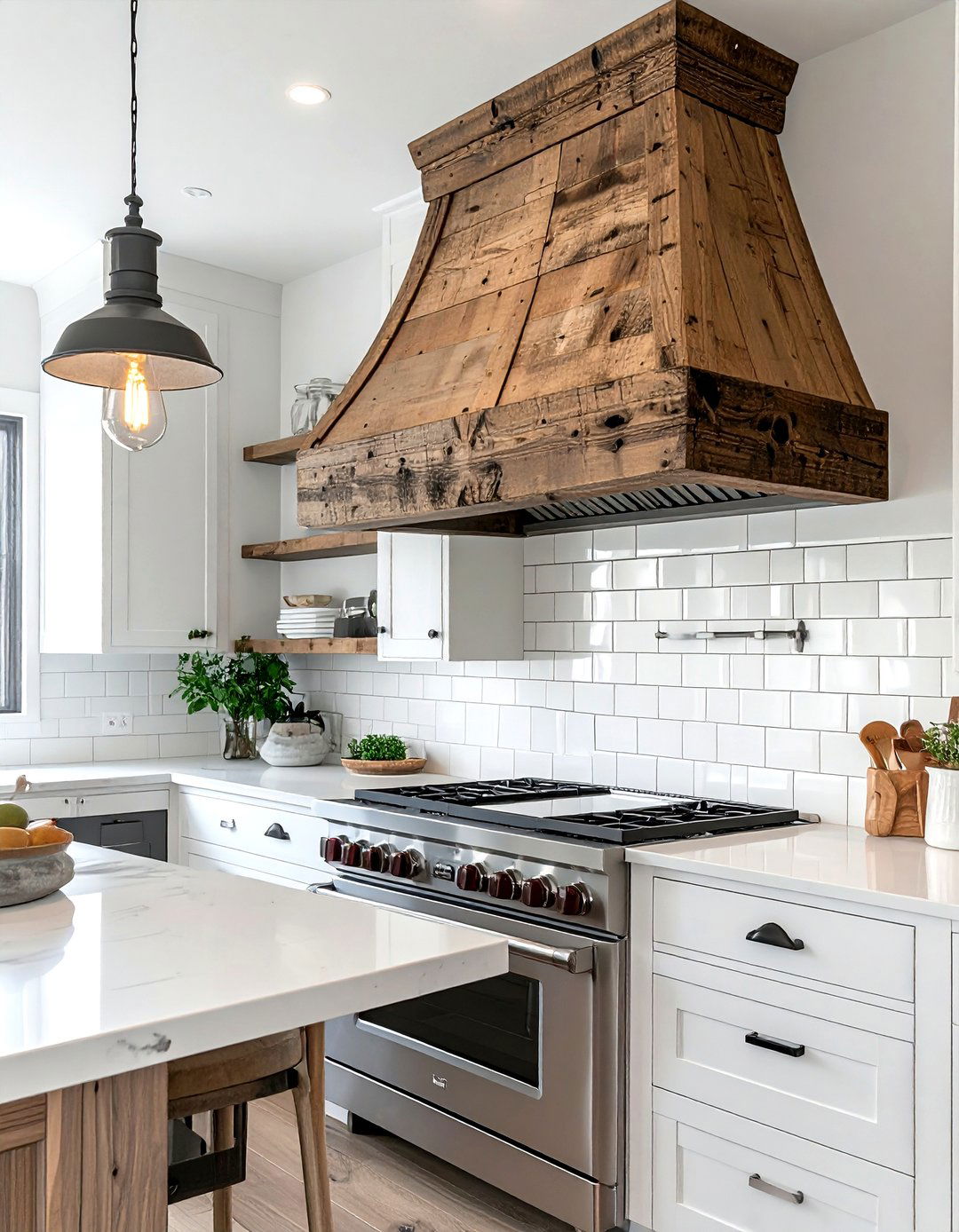 Reclaimed Wood Range Hood - 30 wood hood kitchen ideas