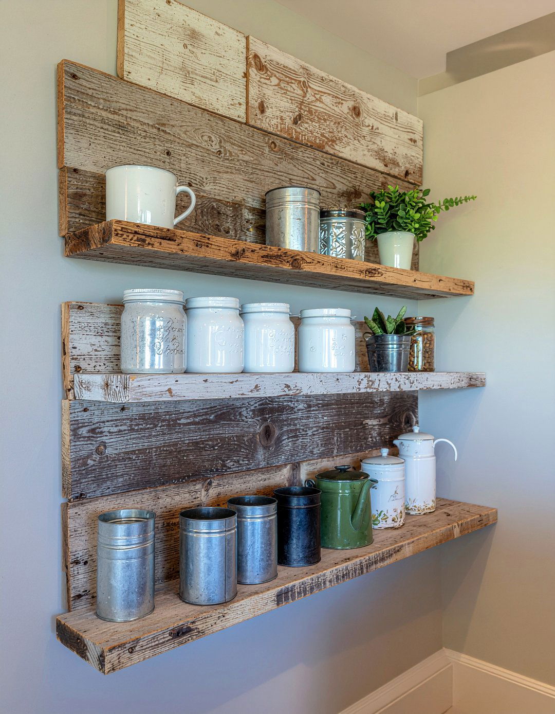 Reclaimed Wood Shelves - 30 open shelving kitchen ideas