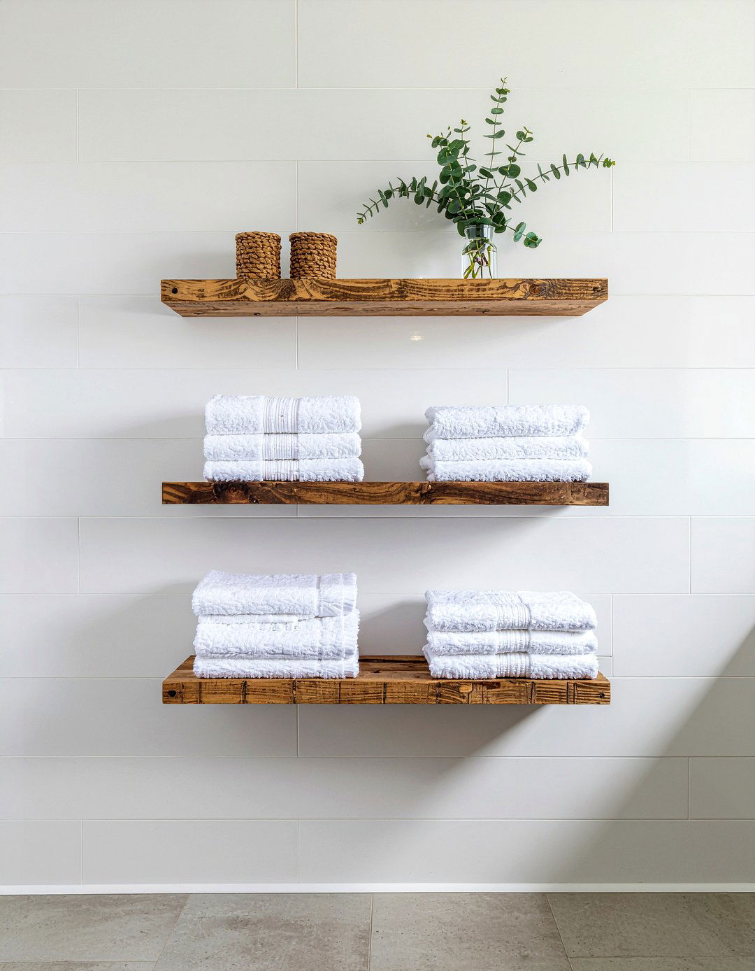Reclaimed Wood Shelving - 30 bathroom character ideas
