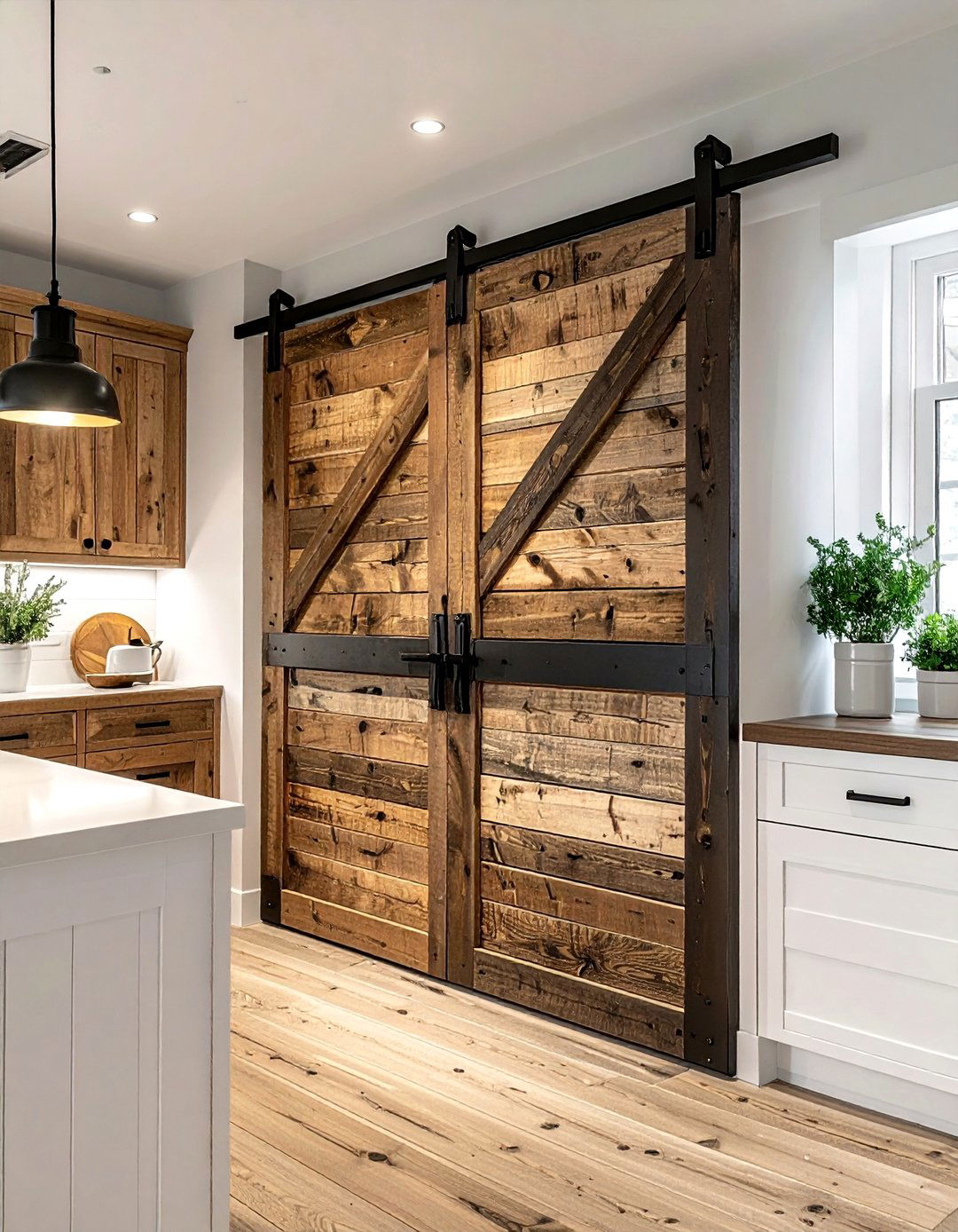 Reclaimed Wood Sliding Pantry Door - 30 reclaimed wood decor ideas