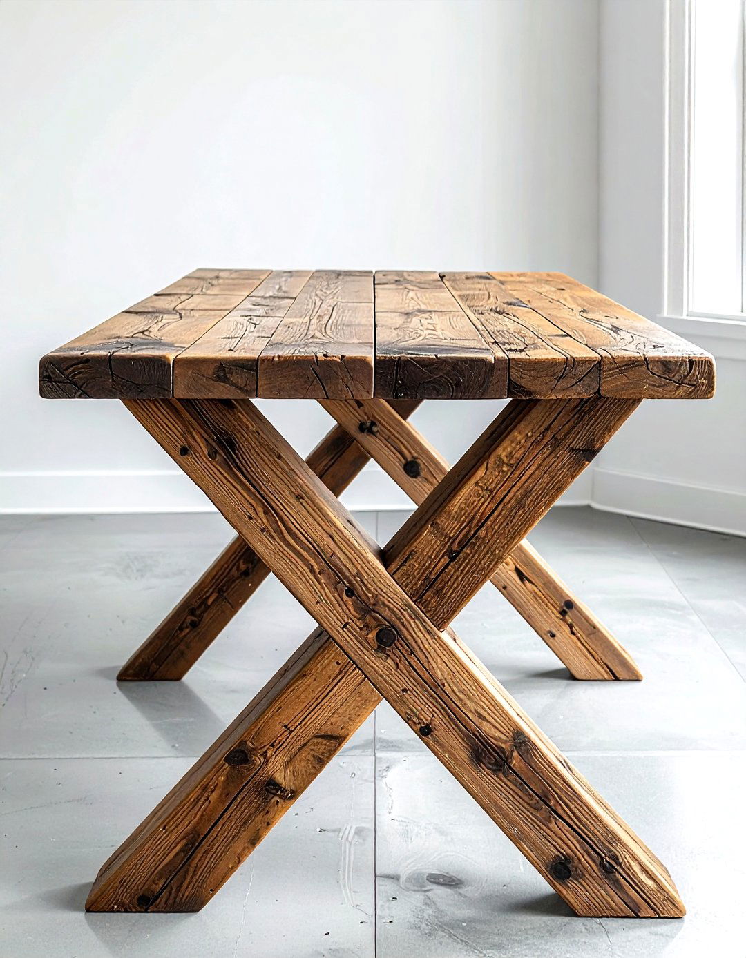 Reclaimed Wood Table X Base - 30 reclaimed wood dining table ideas