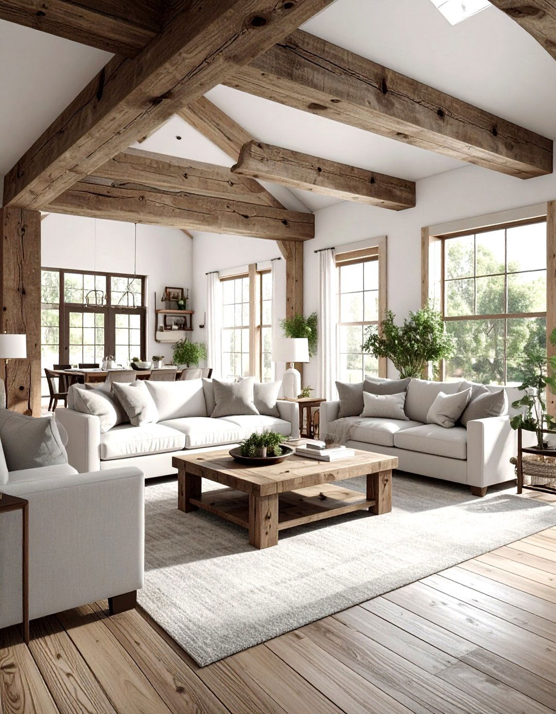 Reclaimed Wood Timber Frame - 30 living room post and beam ideas