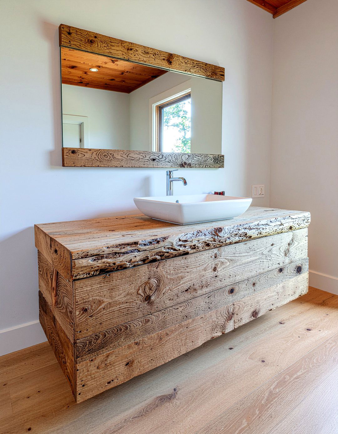 Reclaimed Wood Vanity - 30 lodge bathroom ideas