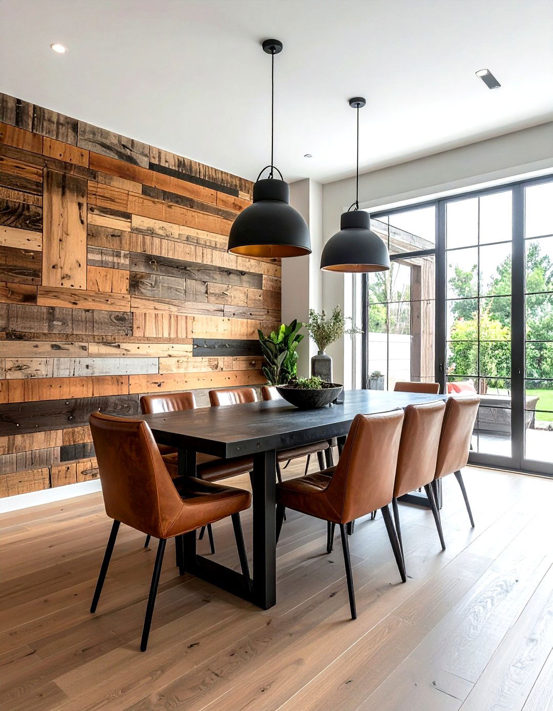 Reclaimed Wood Wall - 30 wood accent dining room ideas