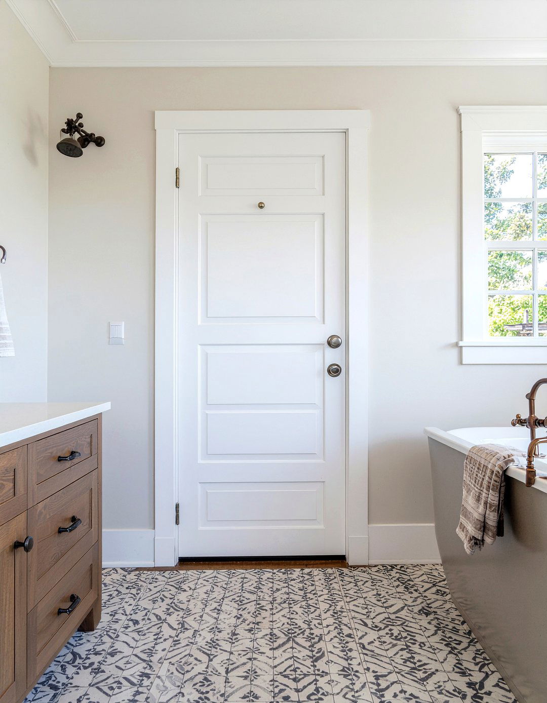 Reclaimed door cabinet - 30 reclaimed material bathroom ideas