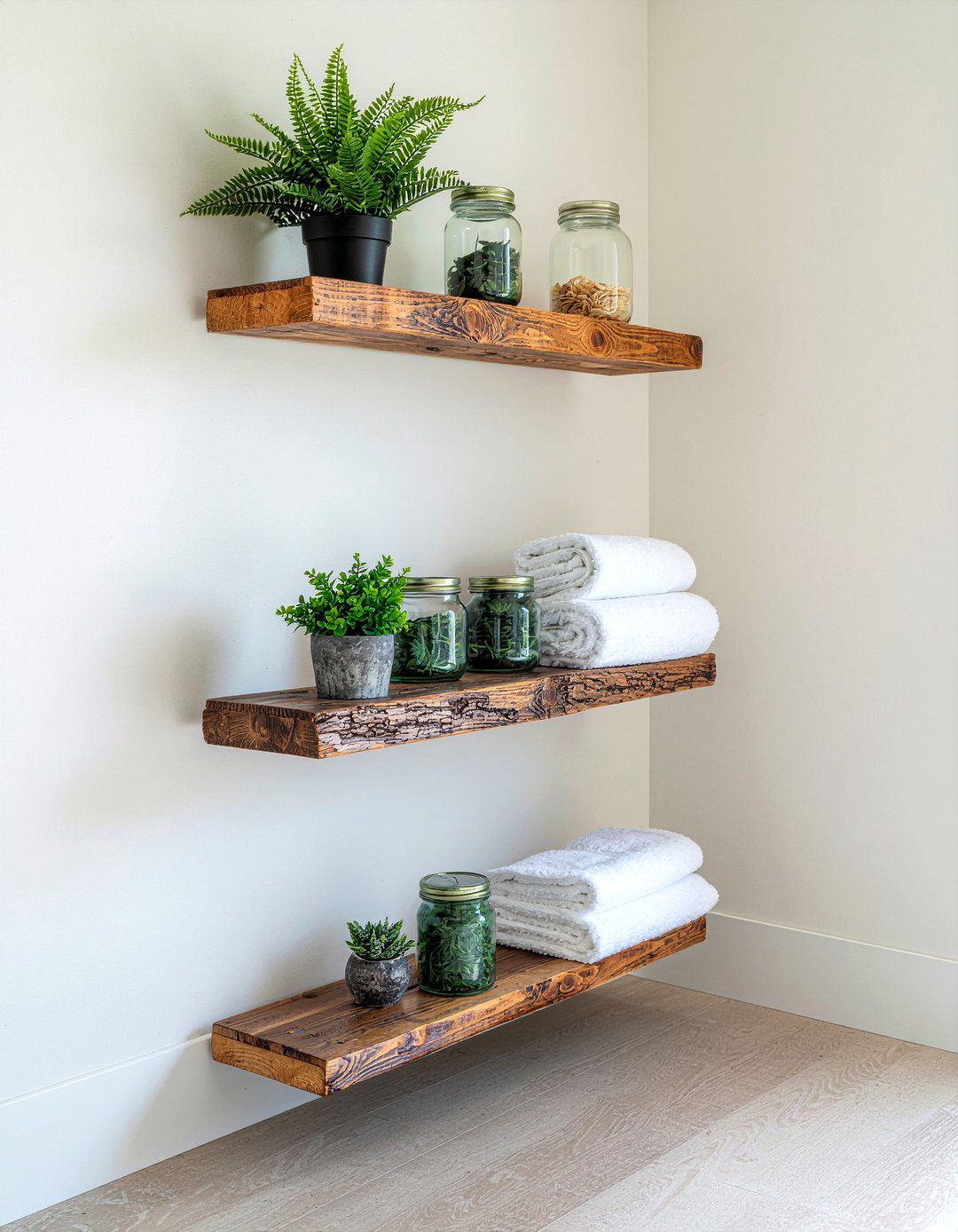 Reclaimed pallet shelving - 30 reclaimed material bathroom ideas