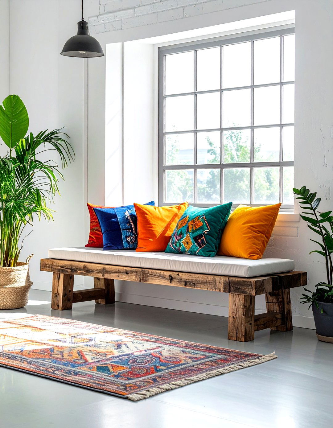 Reclaimed timber bench - 30 living room industrial furniture ideas