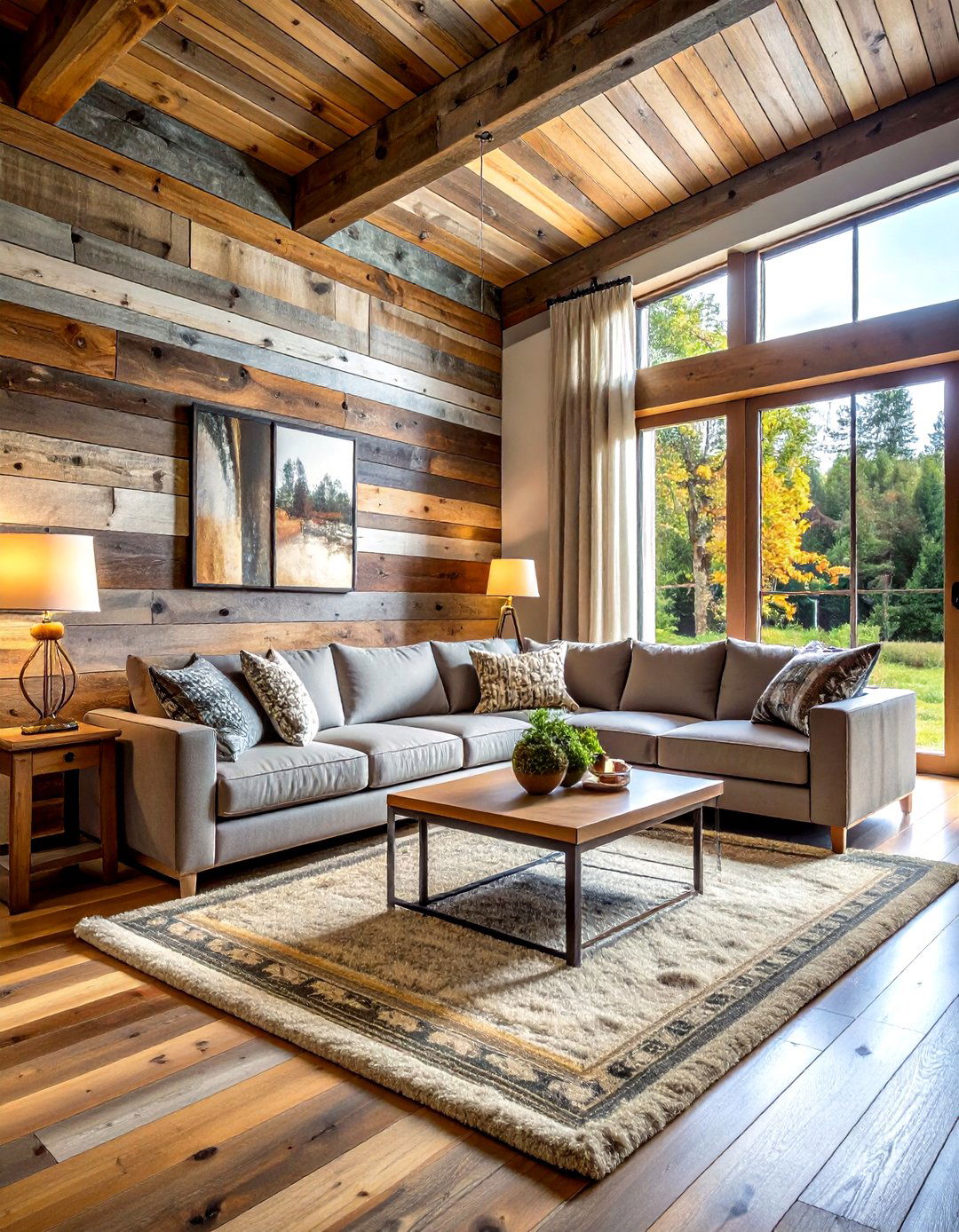 Reclaimed wood - 30 living room textured walls