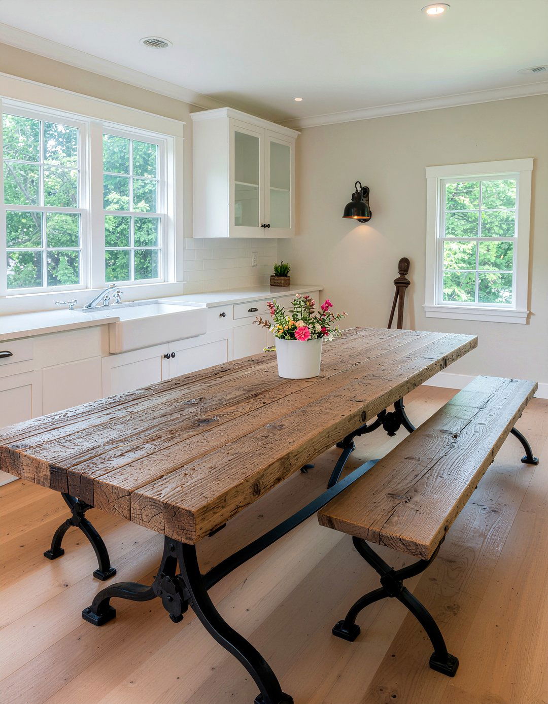 Reclaimed wood and iron table - 30 dining room material mixing ideas