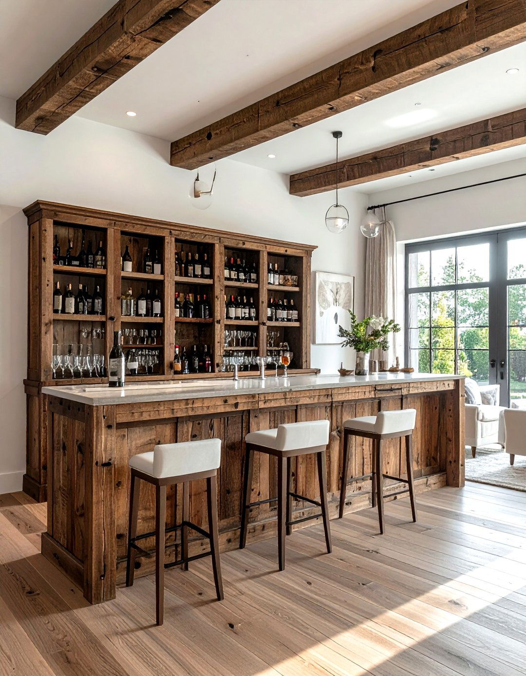 Reclaimed wood bar cabinet - 30 living room reclaimed wood furniture ideas