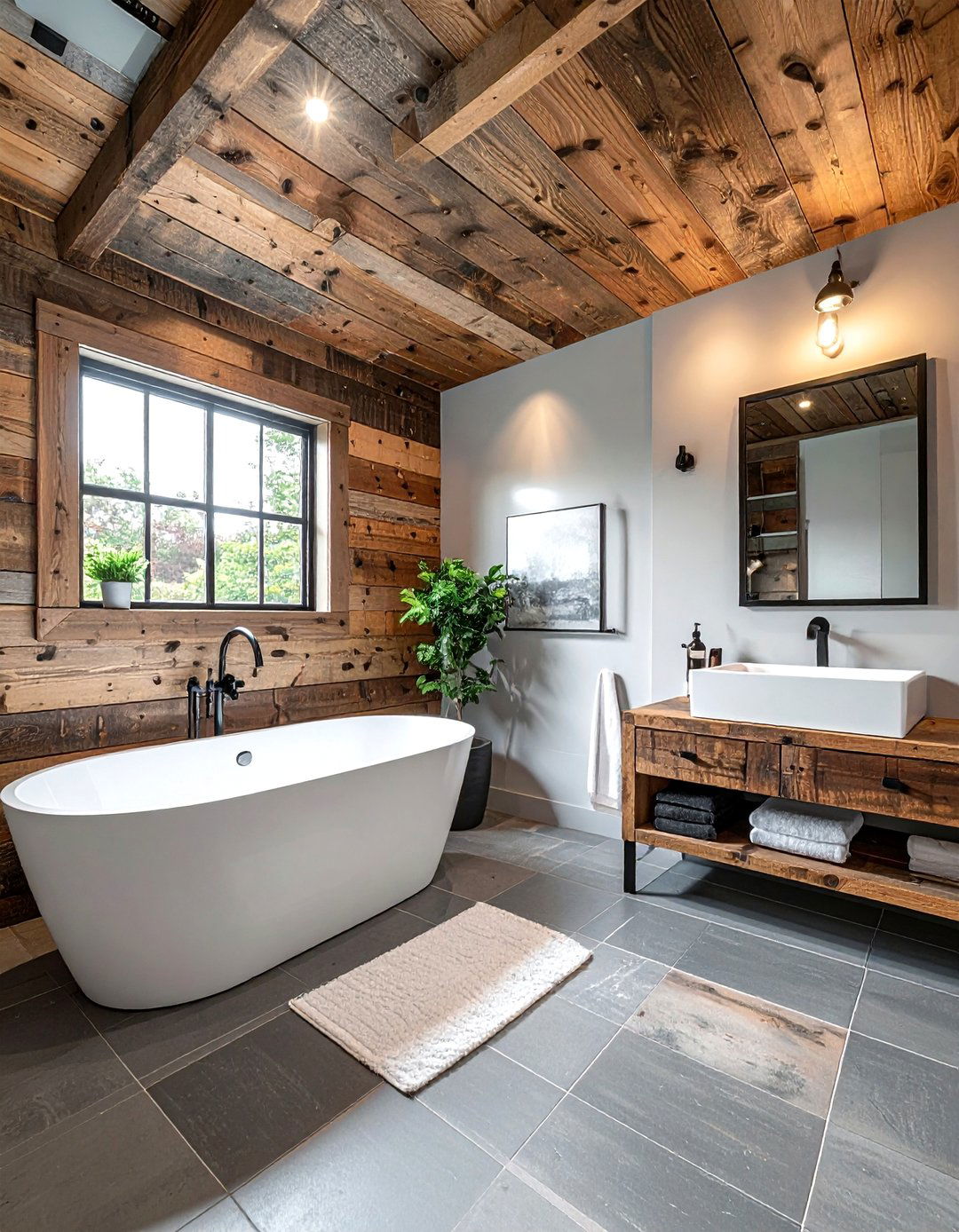 Reclaimed wood bathroom ceiling - 30 wood ceiling bathroom ideas