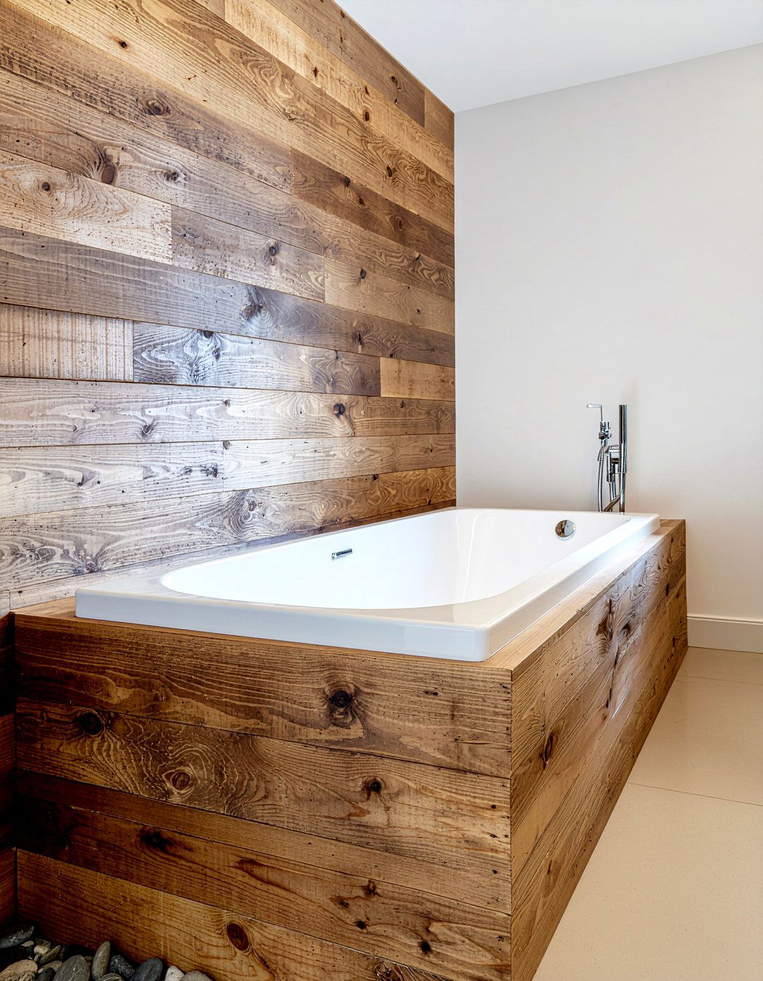 Reclaimed wood bathtub surround - 30 reclaimed wood bathroom ideas