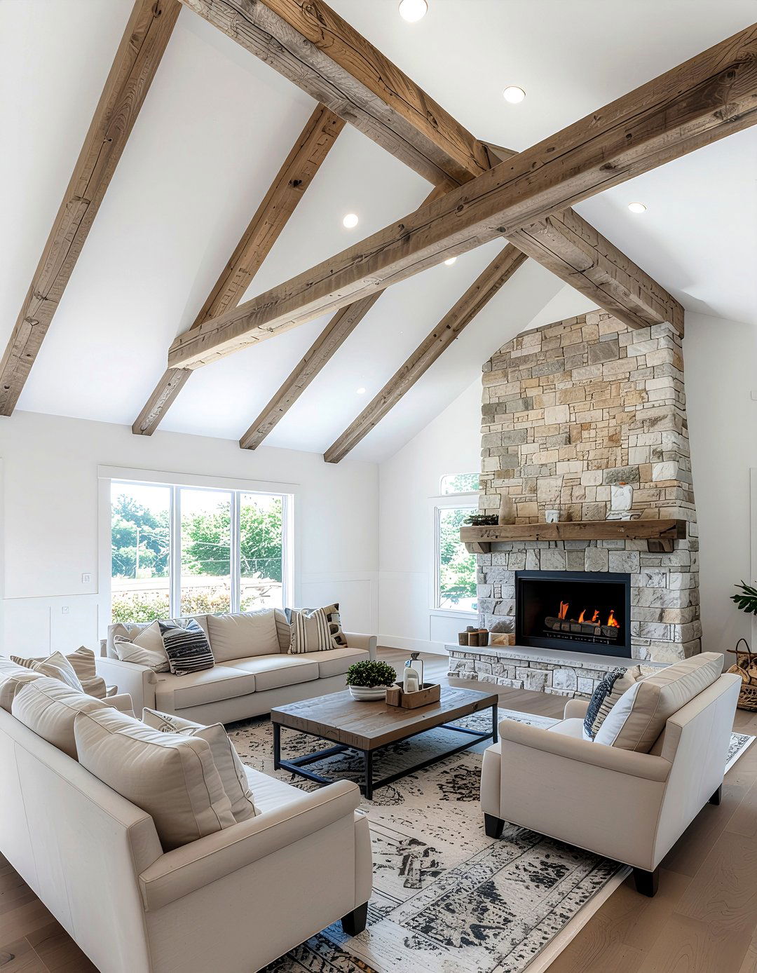 Reclaimed wood beams - 30 Fixer Upper decor ideas