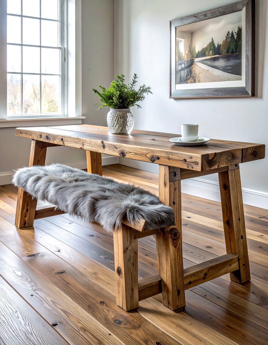 Reclaimed wood bench - 30 upcycled dining room ideas