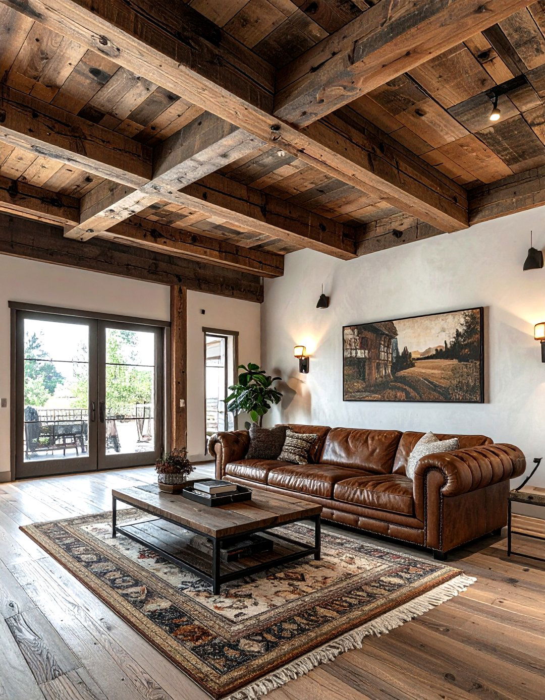 Reclaimed wood ceiling - 30 living room textured ceiling ideas