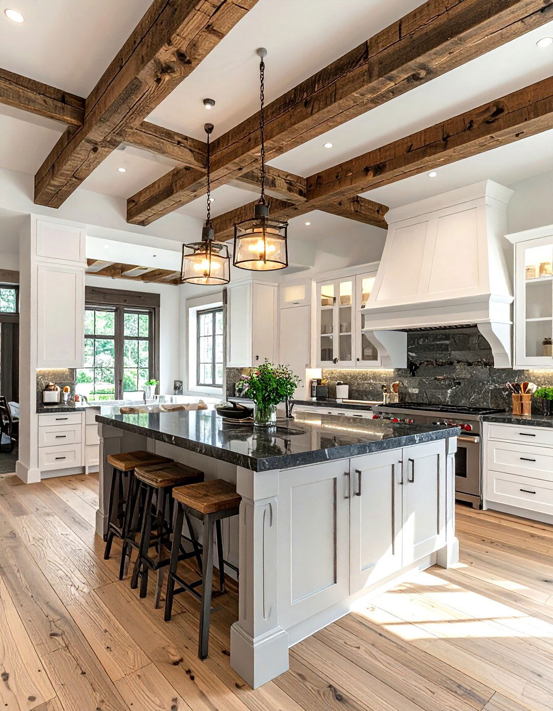 Reclaimed wood ceiling beams - 30 kitchen character ideas
