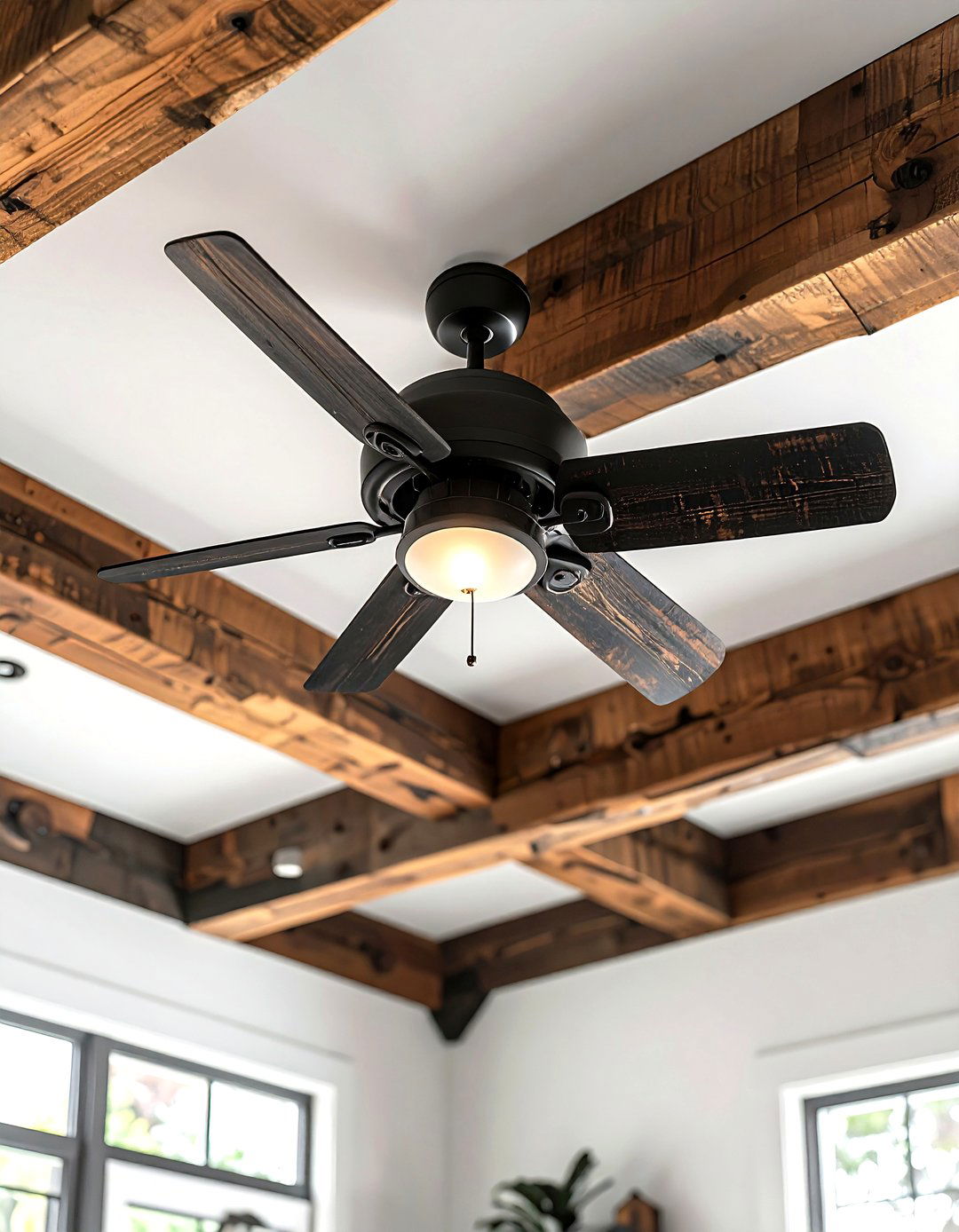 Reclaimed wood ceiling fan - 30 living room reclaimed furniture ideas