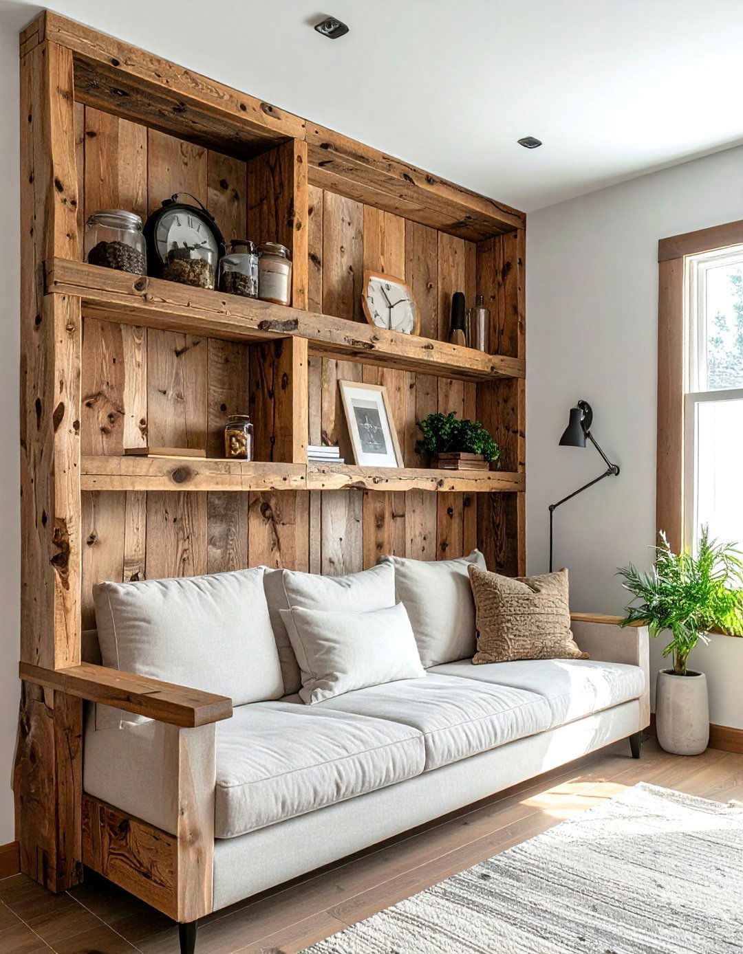 Reclaimed wood corner shelf - 30 living room reclaimed wood furniture ideas