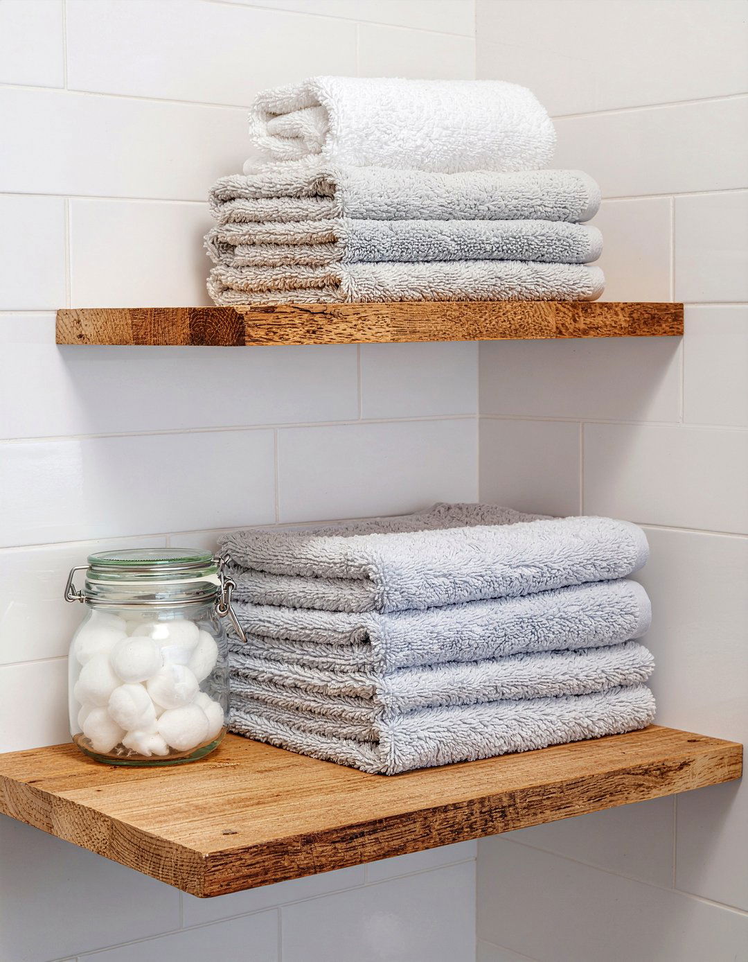 Reclaimed wood corner shelf - 30 reclaimed wood bathroom ideas