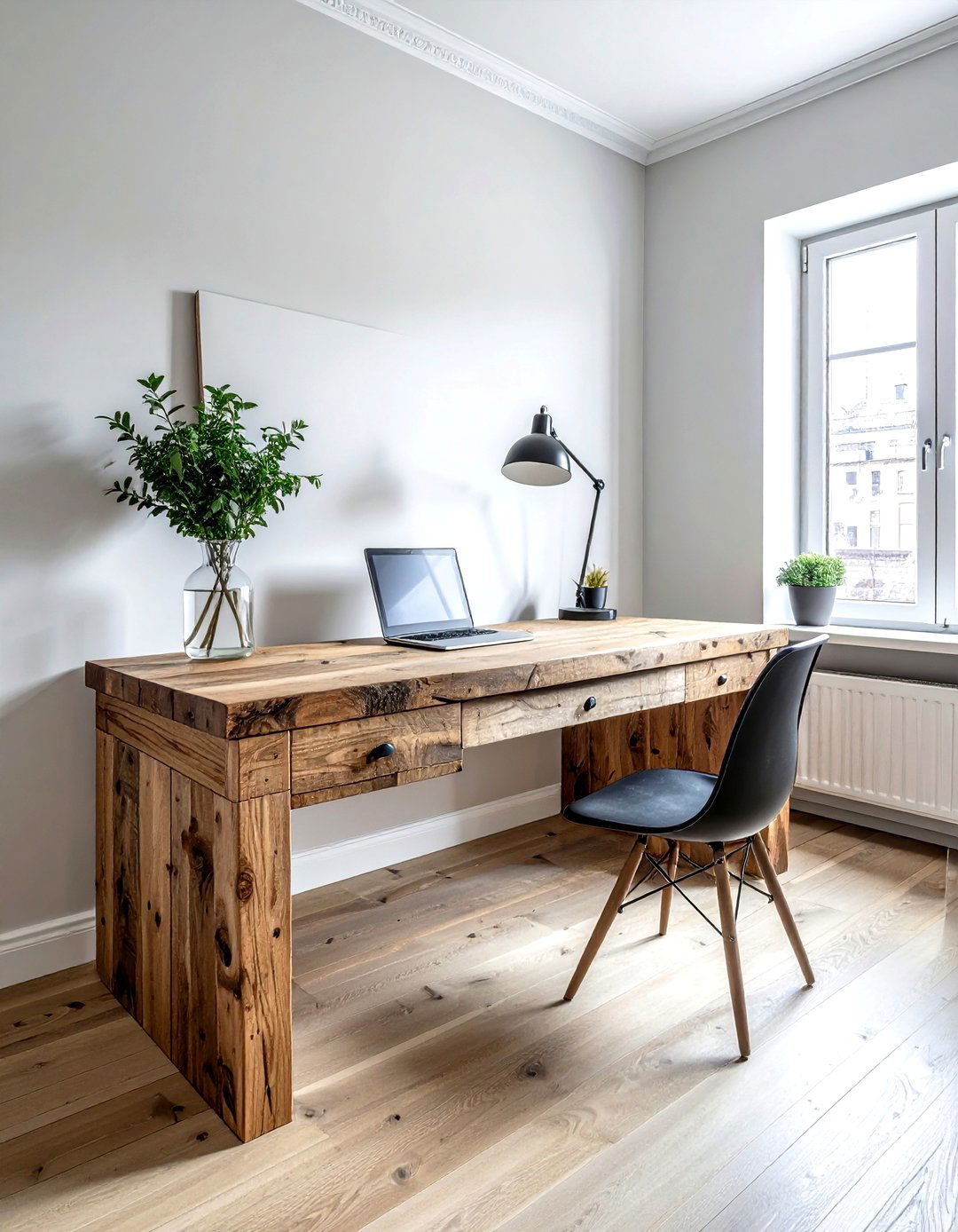 Reclaimed wood desk nook - 30 living room reclaimed furniture ideas