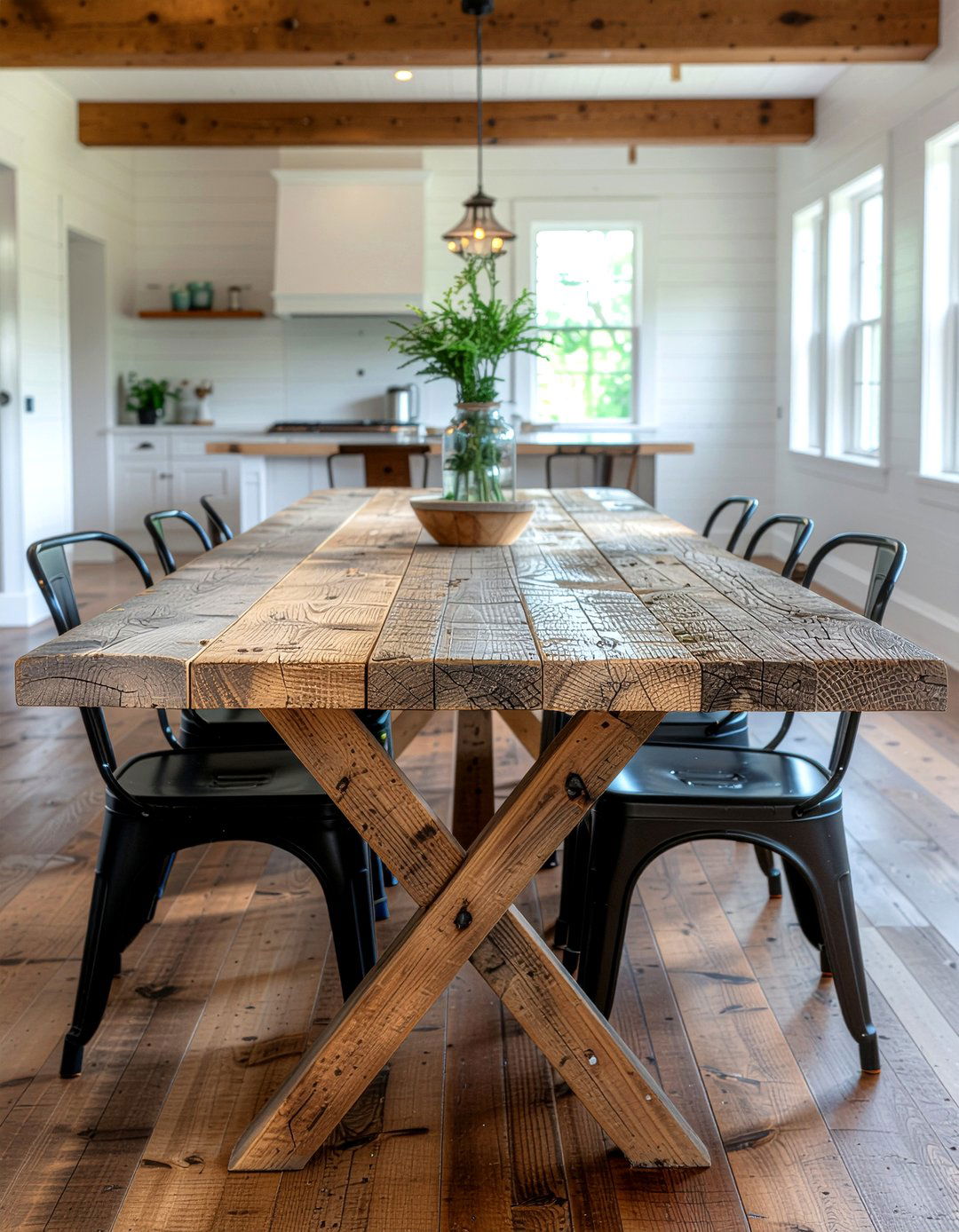 Reclaimed wood dining table - 30 durable dining room ideas