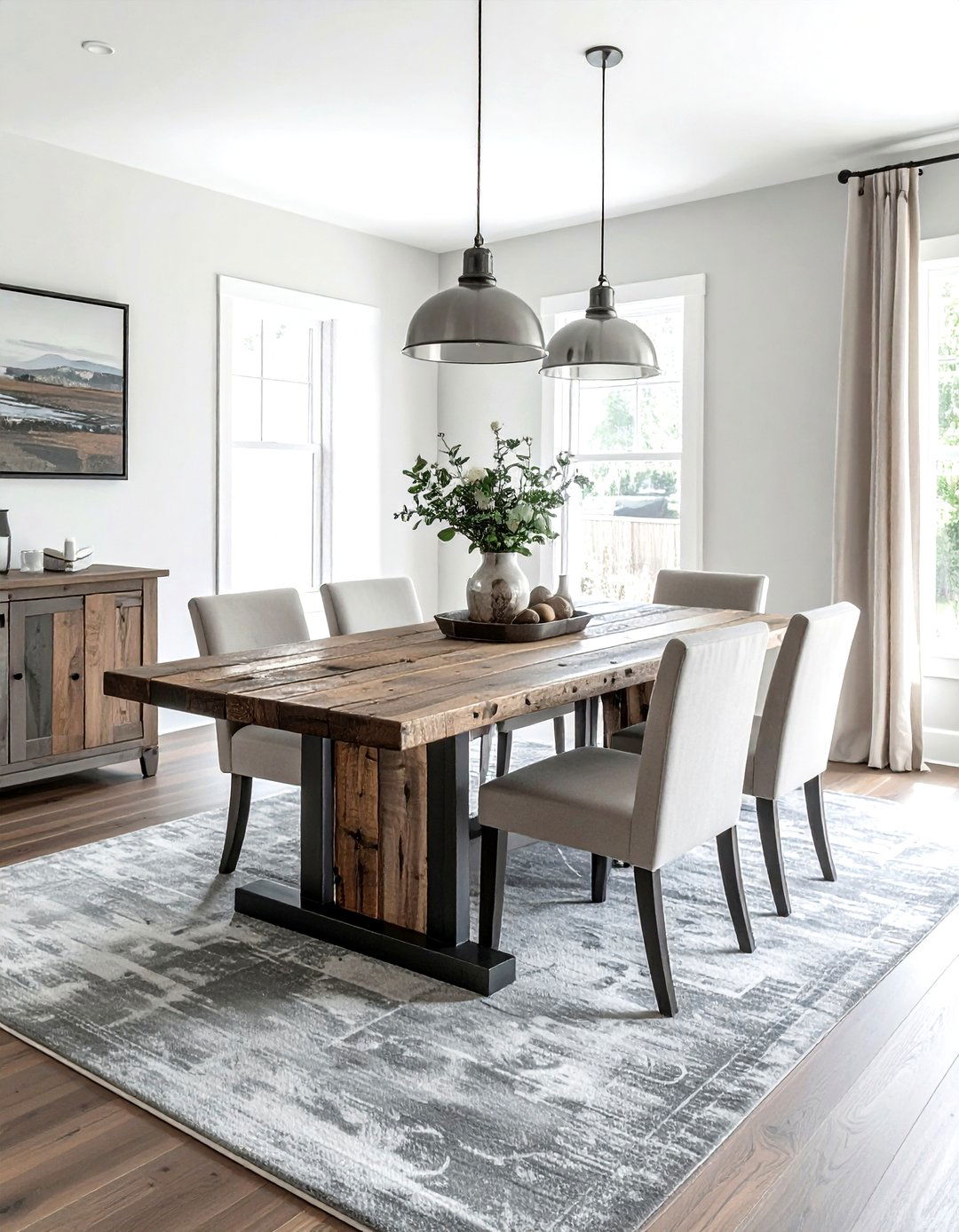 Reclaimed wood dining table - 30 Fixer Upper dining room ideas