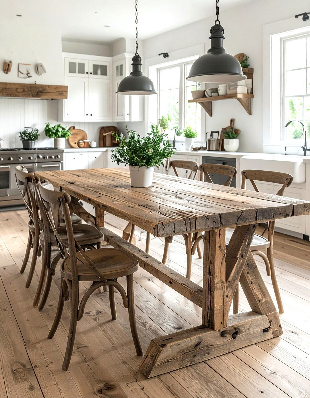 Reclaimed wood farm table - 30 French farmhouse kitchen ideas
