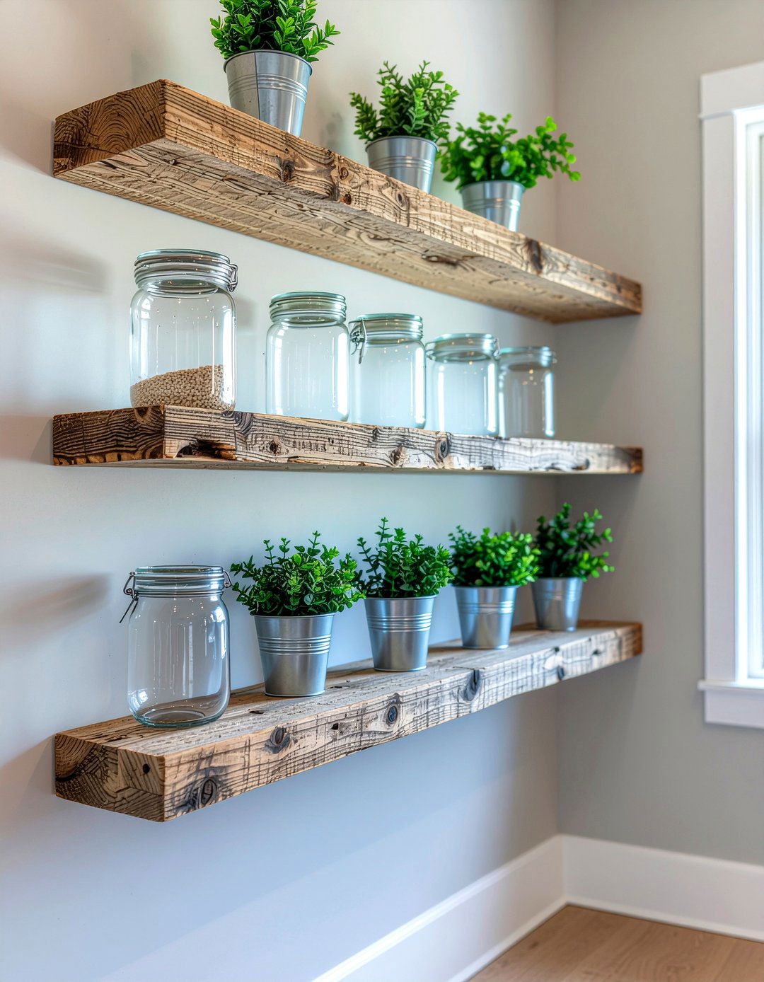 Reclaimed wood floating shelves - 30 reclaimed wood kitchen ideas