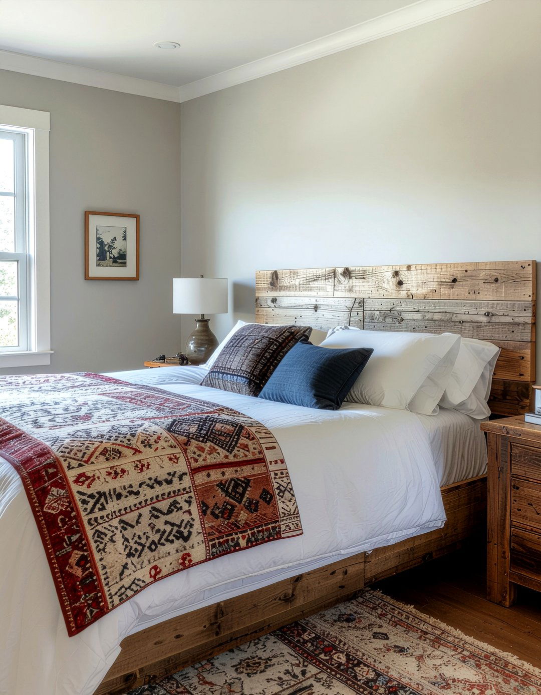 Reclaimed wood headboard - 30 DIY bedroom decor ideas