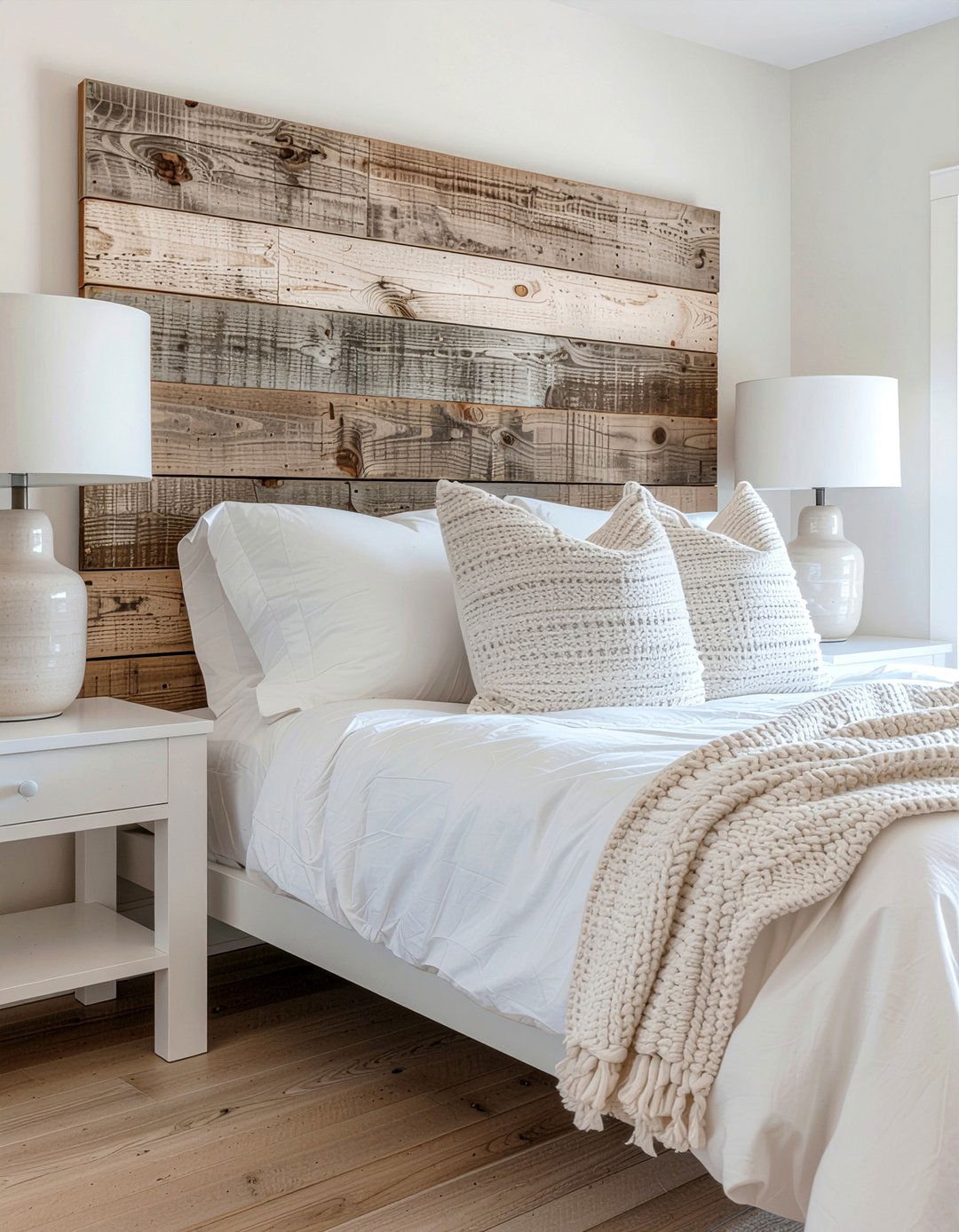 Reclaimed wood headboard - 30 rustic bedroom ideas