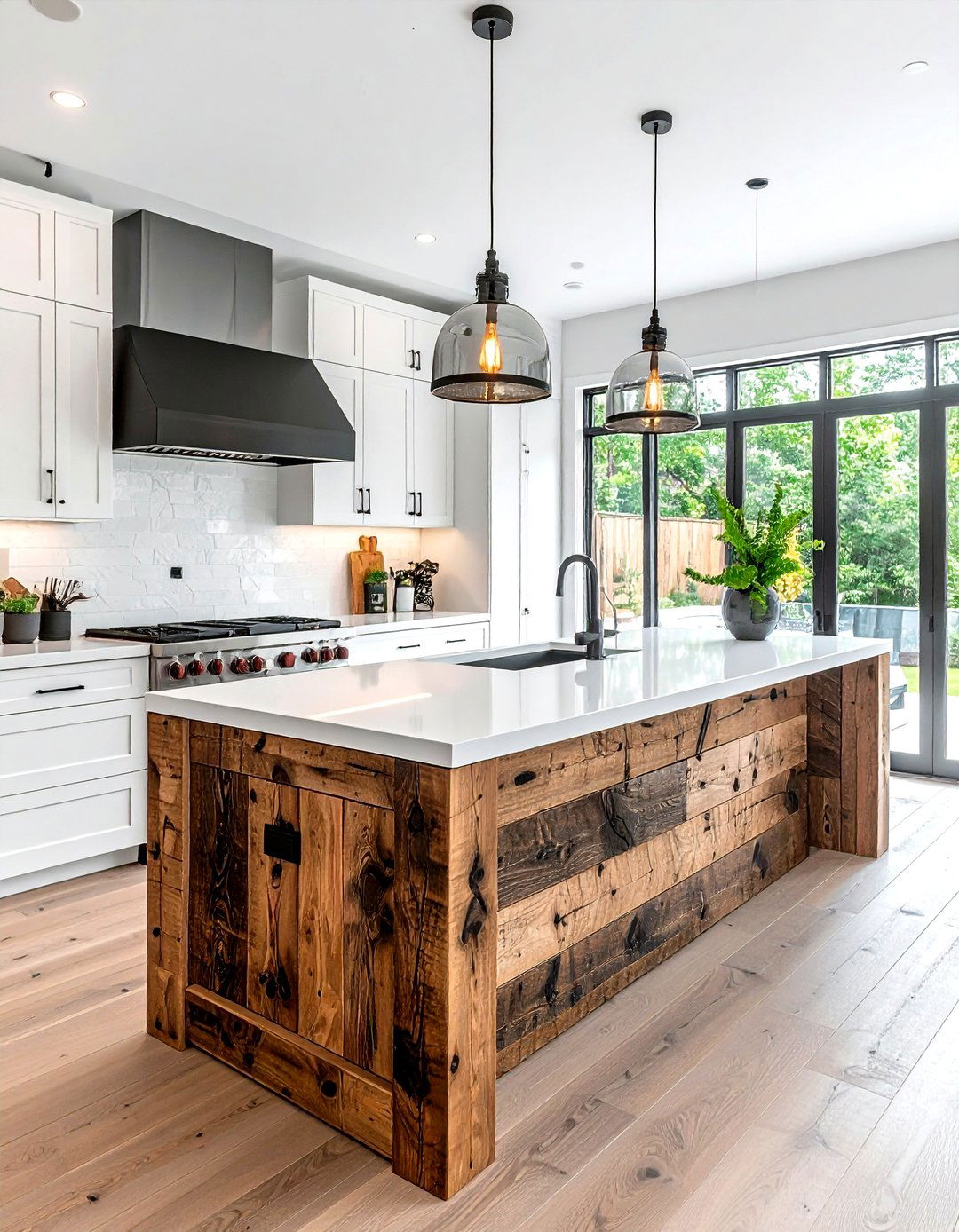 Reclaimed wood island - 30 refined kitchen ideas