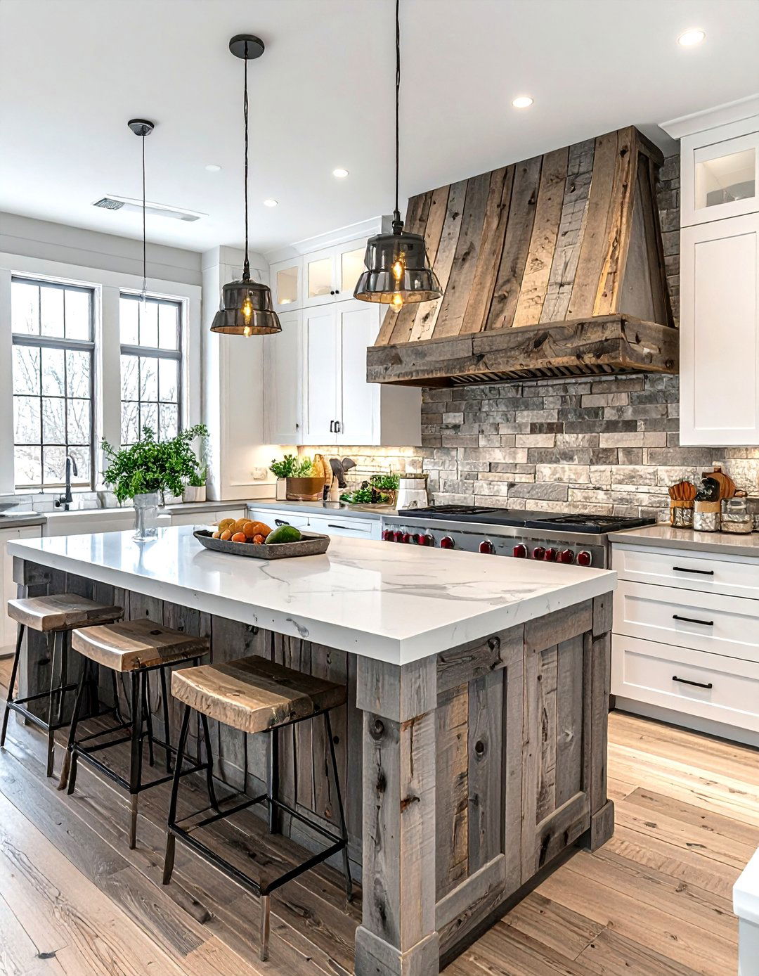 Reclaimed wood kitchen accents - 30 kitchen warm settings