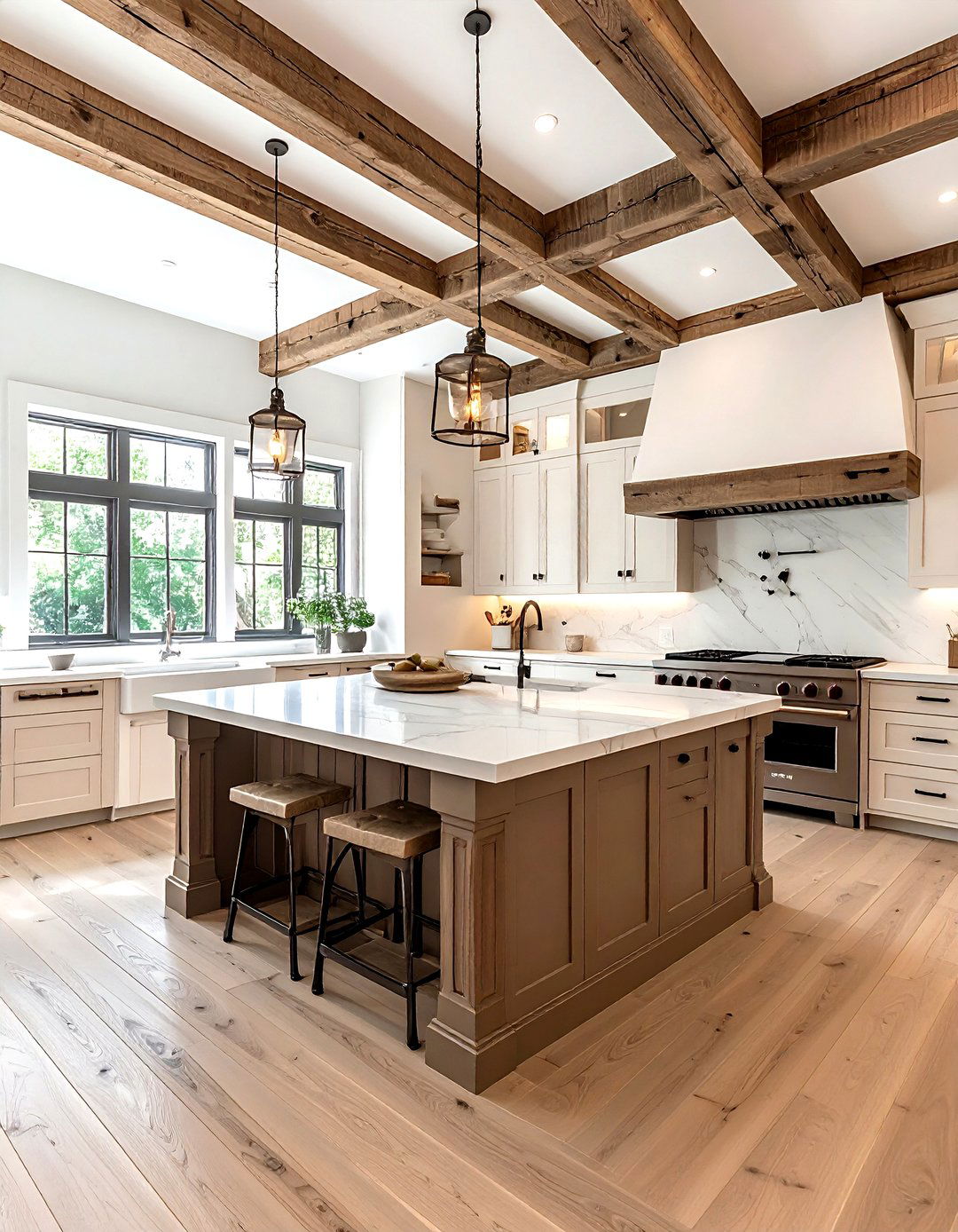 Reclaimed wood kitchen beams - 30 kitchen beamed ceiling ideas