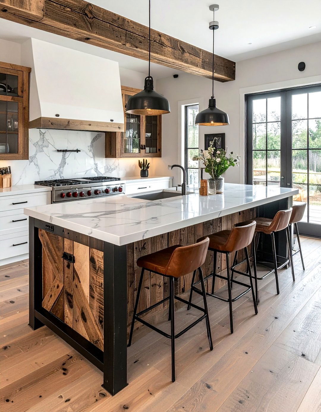 Reclaimed wood kitchen island - 30 urban industrial kitchen ideas