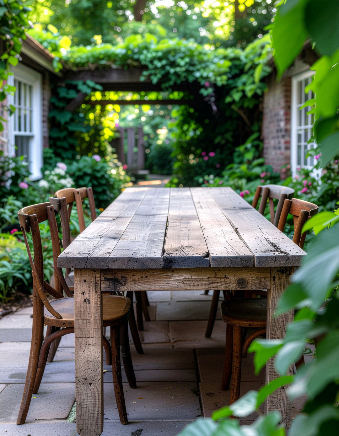 Reclaimed wood patio table - 30 outdoor dining table ideas