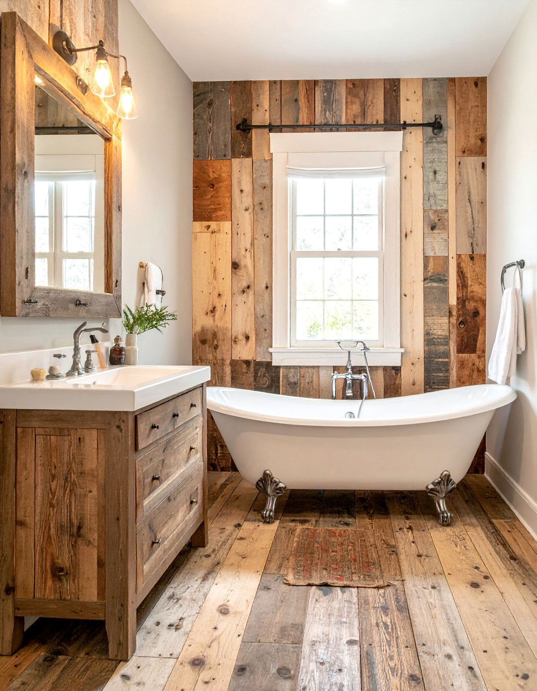 Reclaimed wood planks - 30 bathroom wood floor ideas