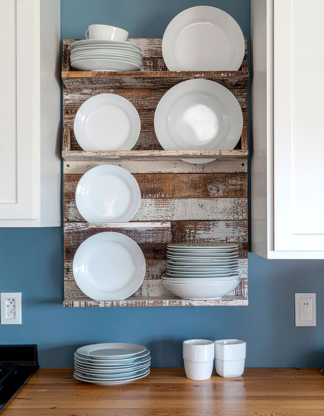 Reclaimed wood plate rack - 30 reclaimed wood kitchen ideas