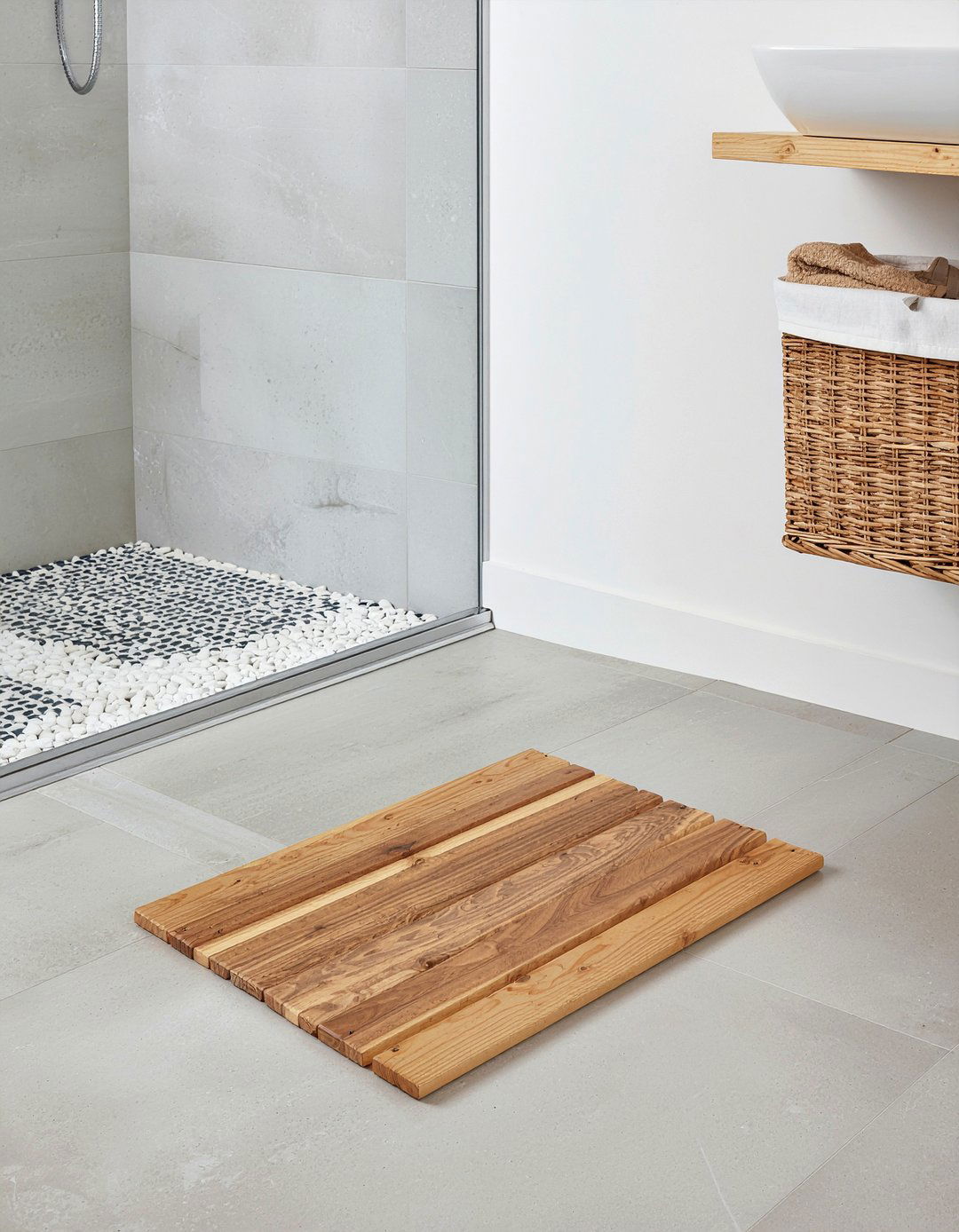 Reclaimed wood shower mat - 30 reclaimed wood bathroom ideas