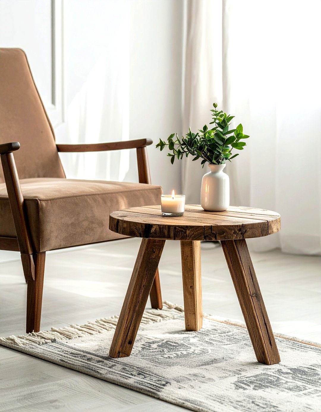 Reclaimed wood side table - 30 living room reclaimed wood furniture ideas