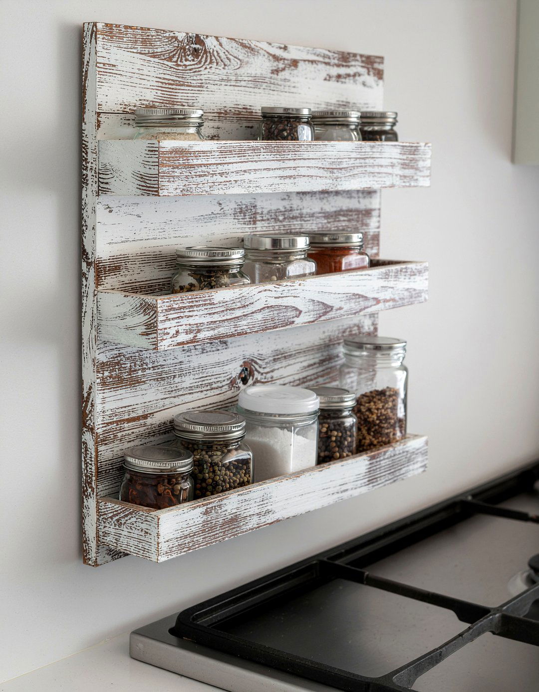 Reclaimed wood spice rack - 30 reclaimed wood kitchen ideas