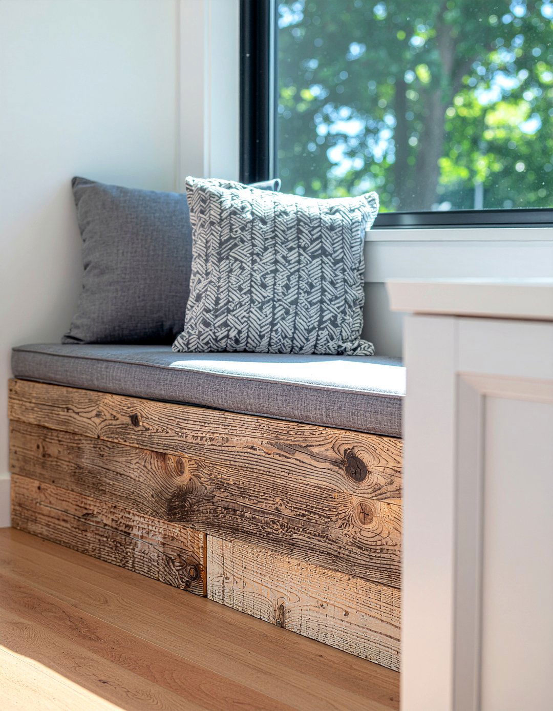 Reclaimed wood window seat - 30 reclaimed wood kitchen ideas