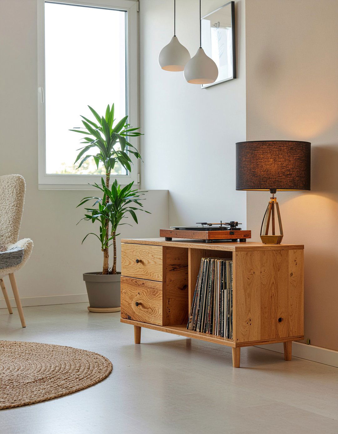 Record Player Stand - 30 retro living room ideas