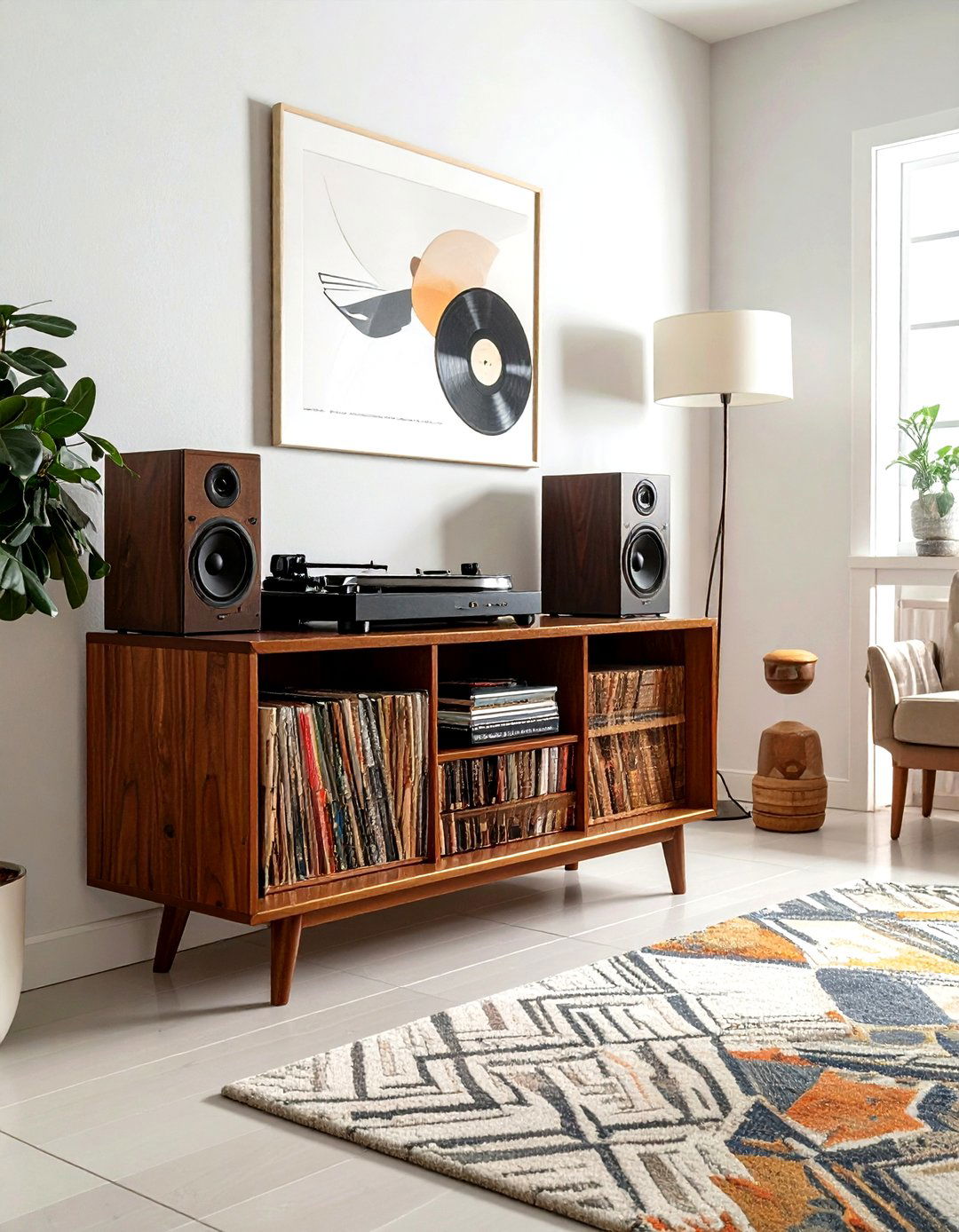 Record Player Stand - 30 conversation starter decor ideas