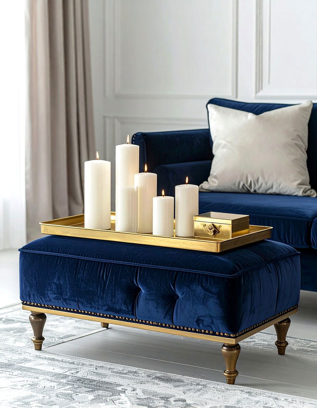 Rectangular Brass Tray - 30 ottoman tray ideas