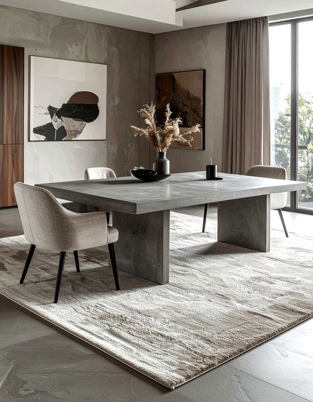Rectangular Concrete Dining Table - 30 modern dining table ideas
