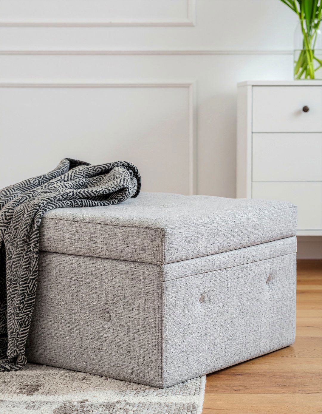 Rectangular Fabric Storage Ottoman - 30 living room tufted ottoman ideas