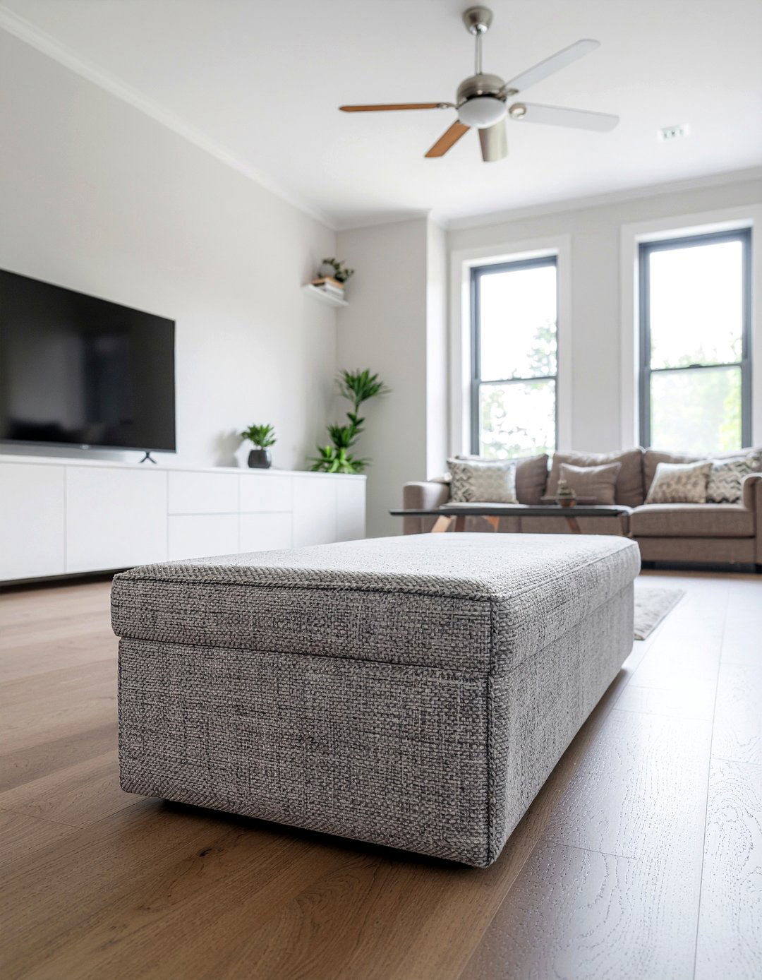 Rectangular Fabric Storage Ottoman - 30 living room storage ottoman ideas